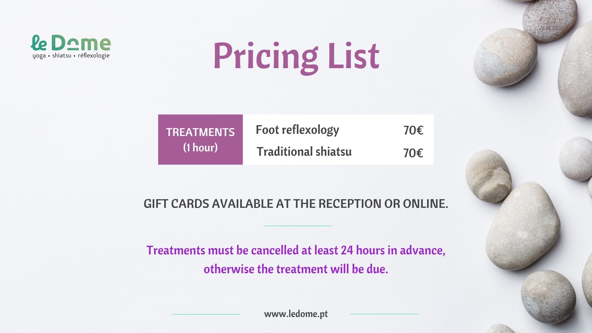 treatments pricing list